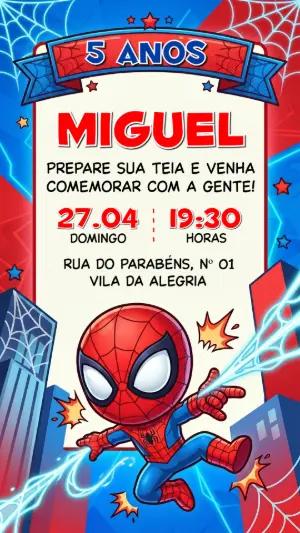 Convite de Aniversário Homem-Aranha Fofo para Editar