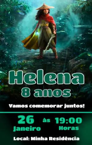Convite Digital Aniversário Infantil Tema Raya para Editar