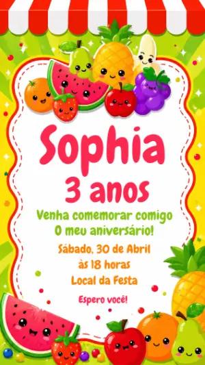 Convite de Aniversário Infantil Frutinhas para Editar