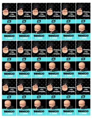 Rótulo Tic Tac Poderoso Chefinho para Aniversário Editável