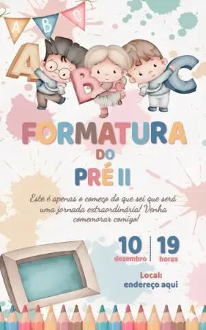 Convite Digital Formatura Infantil ABC Editável