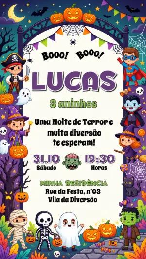 Convite de Aniversário Halloween Infantil Editável