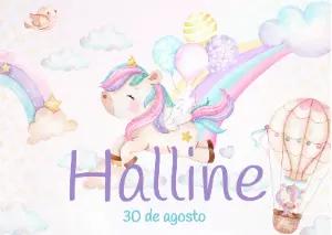 Tag de Aniversário Unicórnio Fofo para Editar Online