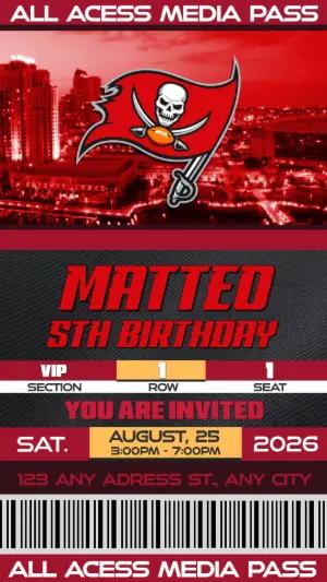 Editable Football Ticket Birthday Tampa Bay Buccaneers