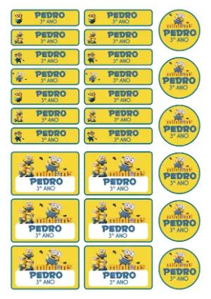 Etiqueta Escolar dos Minions Editável para Material Escolar