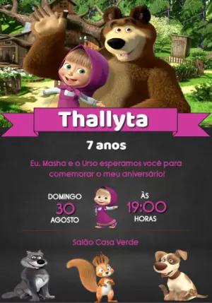 Convite Aniversário Masha e o Urso para Editar Online