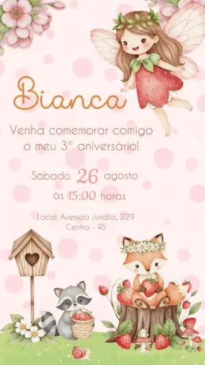 Convite Aniversário Fada no Bosque Encantado Modelo Editável