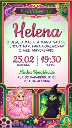 Convite de Aniversário Wicked Editável com Bruxas
