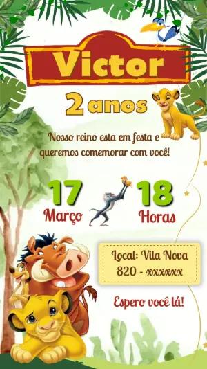 Convite de Aniversário Rei Leão Editável Tema Selva