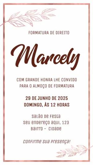 Convite de Formatura Rosê Gold Elegante para Editar Online