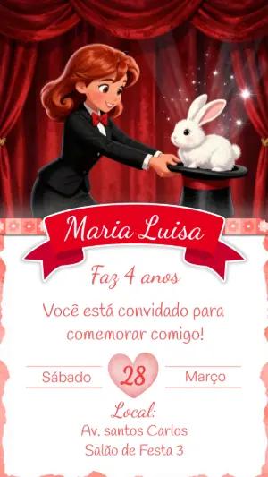 Convite de Aniversário Menina Mágica Editável