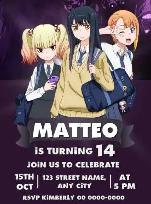 Mieruko-Chan Anime Horror Birthday Invitation Template