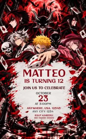 Sakamoto Days Anime Birthday Invitation | Editable Dark Theme Template
