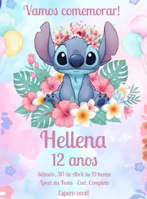 Convite de Aniversário Stitch Tropical para Editar