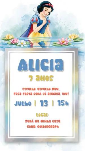 Convite de Aniversário Branca de Neve para Editar Online