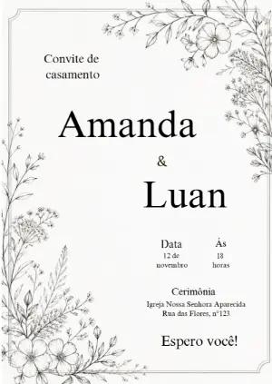 Convite de Casamento Floral Clássico: Modelo Editável Online