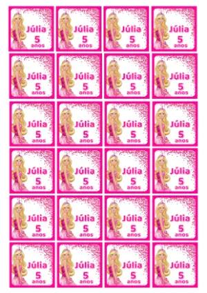 Tag Adesivo Aniversário Barbie para Editar Online