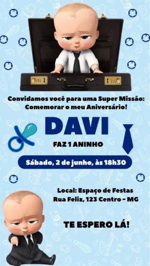 Convite Aniversário Poderoso Chefinho para Editar Online