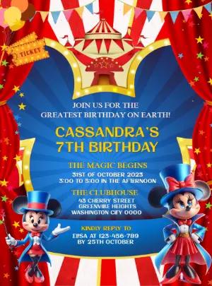 Magical Circus Birthday Invitation Template for Editing