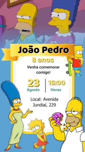 Convite Animado Aniversário Os Simpsons para Editar Online