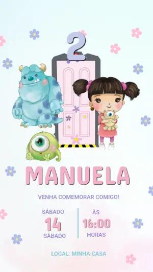 Convite de Aniversário Monstros S.A. para Editar Online