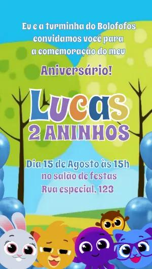 Convite de Aniversário Bolofofos Editável Online