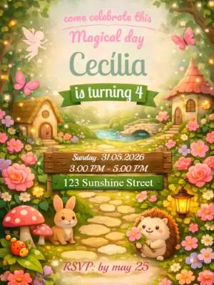 Enchanted Garden Fairy Birthday | Editable Invitation