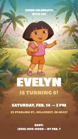 Editable Dora the Explorer Adventure Party Invitation