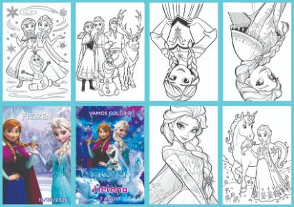 Arte para Livrinho de Colorir Frozen - Modelo Editável