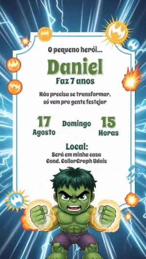 Convite de Aniversário do Hulk para Editar Online