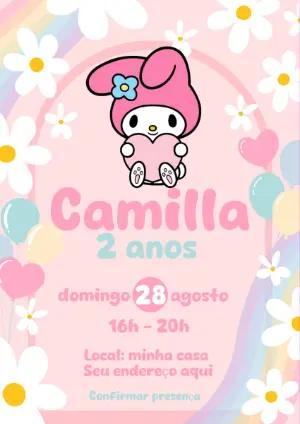Convite de Aniversário My Melody para Editar Online