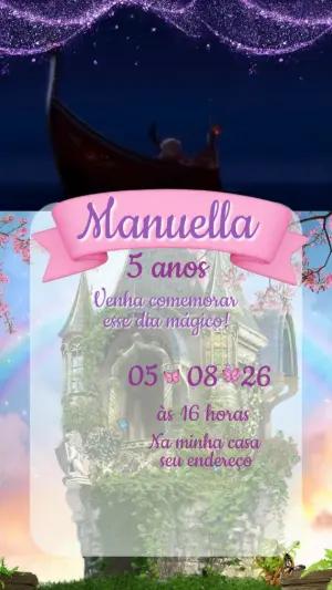 Convite Animado Rapunzel: Vídeo de Aniversário para Editar Online