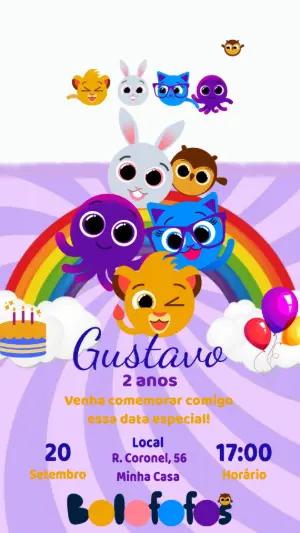 Convite Animado Bolofofos: Vídeo de Aniversário para Editar