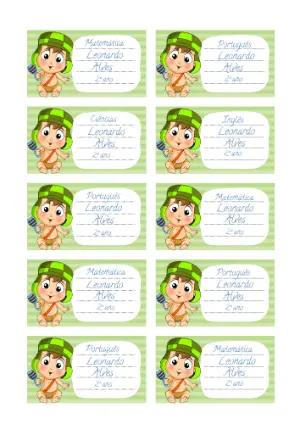 Etiqueta Escolar Infantil Chaves Baby Editável Online