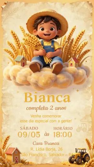 Convite de Aniversário Fazendinha Menino Editável
