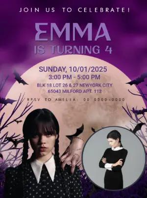 Spooky Wednesday Birthday Invitation | Editable Gothic Party Template