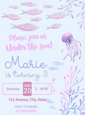 Under the Sea Birthday Invitation to Edit Online
