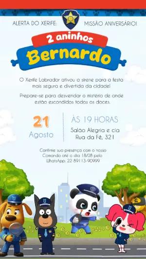 Convite de Aniversário Infantil Detetive Labrador para Editar
