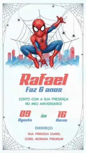 Convite de Aniversário Homem-Aranha em Aquarela para Editar