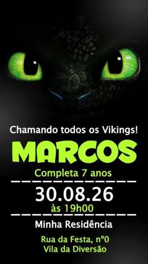 Convite Digital Banguela: Como Treinar o Seu Dragão Editável