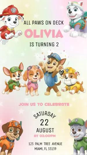 Editable Paw Patrol Birthday Invitation for Kids' Party