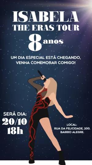 Convite Aniversário Taylor Swift The Eras Tour para Editar Online