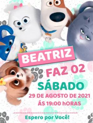Convite Aniversário Segredo dos Pets para Editar Online