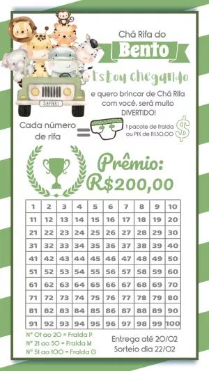 Convite Chá Rifa Safari com Bichinhos para Editar Online