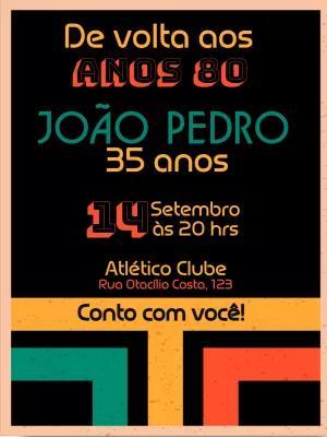 Convite Aniversário Anos 80 Retrô para Editar Online