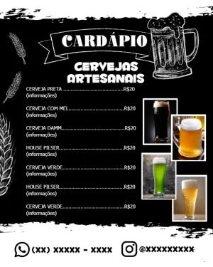 Cardápio de Cervejaria com Fotos para Editar Online
