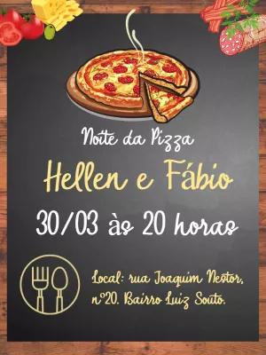 Convite Noite da Pizza estilo lousa para Editar Online