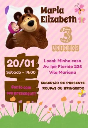 Convite Aniversário Masha e o Urso para Editar Online