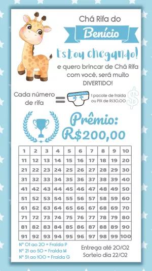 Convite Chá Rifa Girafinha Editável para Imprimir