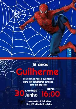 Convite de Aniversário Homem Aranha para Editar Online